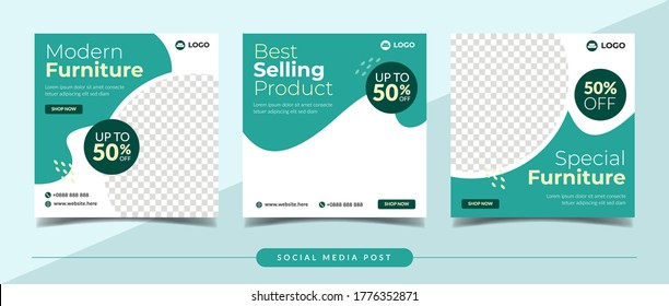 Modern furniture sale banner for social media post template