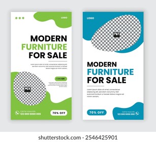 Modern furniture sale Dl flyer, half page design template 