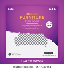 Modern furniture sale and home decoration banner for social media post template
