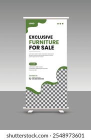 Modern furniture sale roll up banner design template