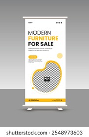 Modern furniture sale roll up banner design template