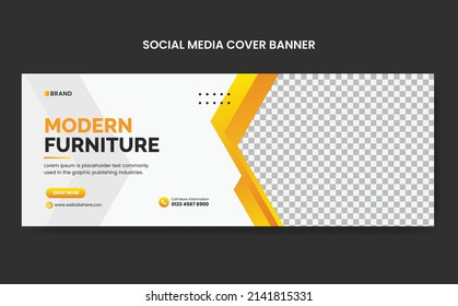 Modern furniture sale social media cover template or cover banner template for social media, exclusive furniture sale banner, website ads banner web banner, orange background