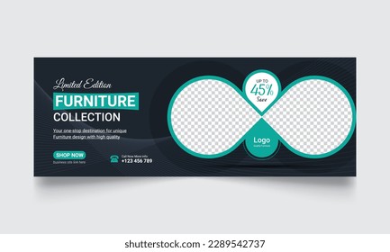 Modern furniture sale social media Facebook cover or web banner template.