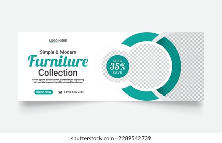 Modern furniture sale social media Facebook cover or web banner template.