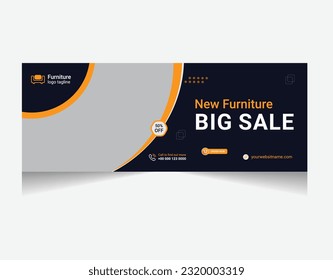 Modern furniture sale social media Facebook cover or web banner template design