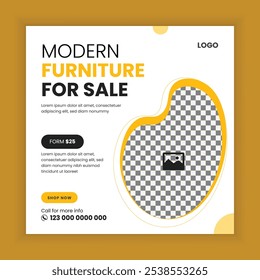 Modern furniture sale social media post banner design template 