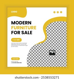 Modern furniture sale social media post banner design template