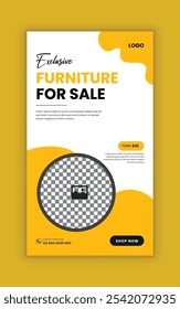 Modern  furniture sale social media story banner design and luxury furniture store promotion web post template