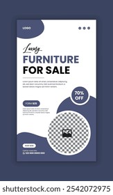 Modern  furniture sale social media story banner design and luxury furniture store promotion web post template