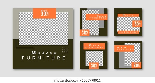 Modern furniture sale square banner social media post collection Square Flyer Template Design