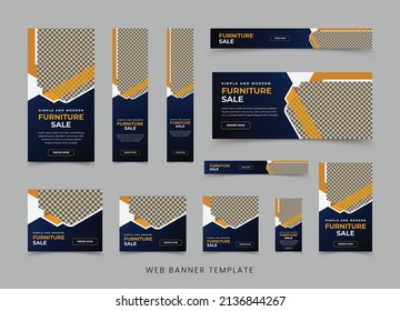 Modern furniture sale web banner template design, Vector horizontal and vertical web banner design