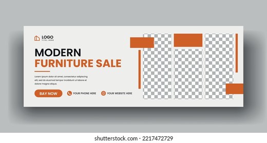 Modern Furniture sale website banner template. social media cover banner layout. Horizontal website header or fashion, business, interior web header