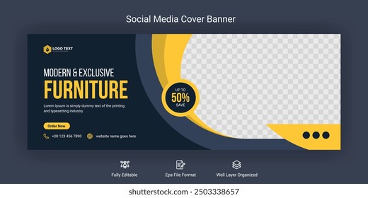 Modern furniture social media cover post banner template design for business marketing promotion
