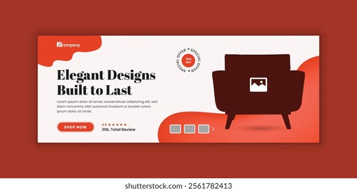 Modern Furniture Social Media Cover Page Banner Template or Social Media Cover Banner Layout