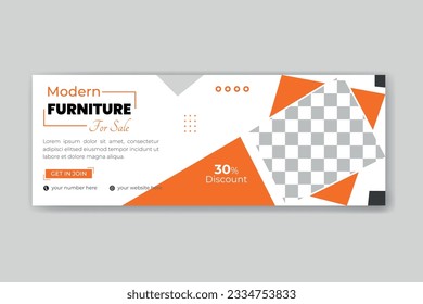Modern furniture social media Facebook cover banner template. 