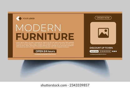 Modern furniture social media Facebook cover banner template.