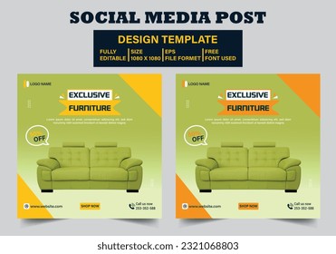 Modern furniture social media, Instagram  post Design template