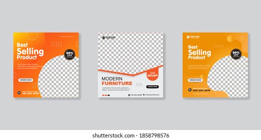 Modern furniture social media post templates