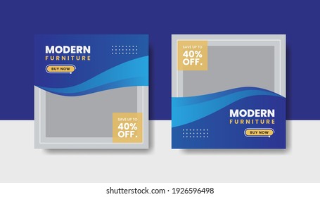 Modern furniture social media post template collection