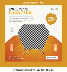 Modern furniture social media post and home decoration banner template. 
