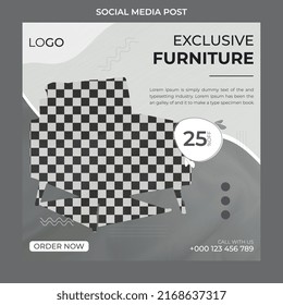 Modern furniture social media post and home decoration banner template.