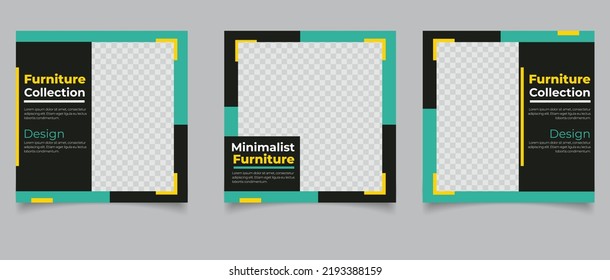 Modern furniture social media post template collection