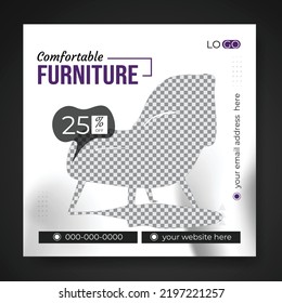 Modern Furniture social media  post design or square web banner template.