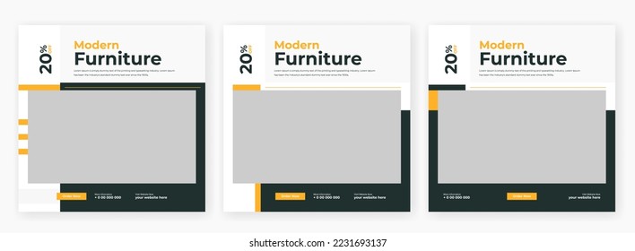 modern furniture social media post design template, modern real estate banner template