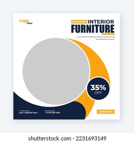modern furniture social media post design template, modern real estate banner template