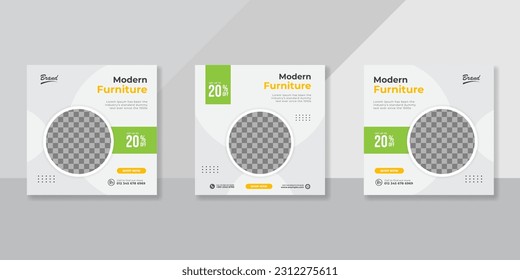 Modern furniture social media post templates design