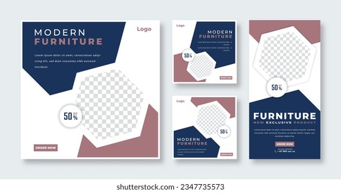 Modern Furniture Social Media Post for Online Marketing Promotion Banner, Story and Web Internet Ads Flyer