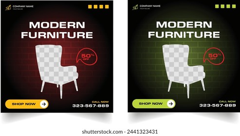 Modern Furniture Social Media Post Template Design. Furniture Promotion Post Design