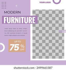 Modern furniture Social media post template for sale. interior Luxury Advertising furniture sales. Offer social media banners for furniture ads. Social media post design template for promotion.