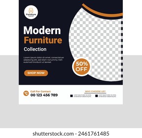Modern furniture square social media template