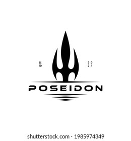modern future trident Poseidon Neptune Shiva goddess Hinduism underwater ocean king of water logo design vector