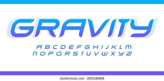 Modern futuristic alphabet. Elegant italic letters with bevel and smooth corners. Trendy font for women gym and sport like gymnastics, dancing, stretching, yoga and pilates