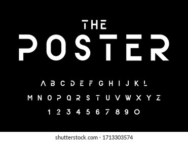 Modern futuristic alphabet and number set. Vector format.