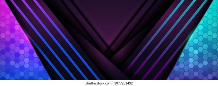 Modern Futuristic Background with Purple and Shinny Blue Concept.