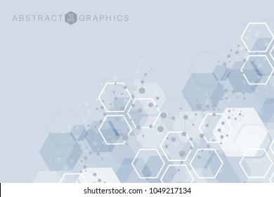 Modern futuristic background of the scientific hexagonal pattern. Virtual abstract background with particle, molecule structure for medical, technology, chemistry, science. Social network vector