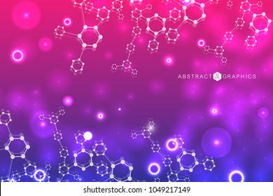 Modern futuristic background of the scientific hexagonal pattern. Virtual abstract background with particle, molecule structure for medical, technology, chemistry, science. Social network vector