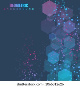 Modern futuristic background of the scientific hexagonal pattern. Virtual abstract background with particle, molecule structure for medical, technology, chemistry, science. Social network vector