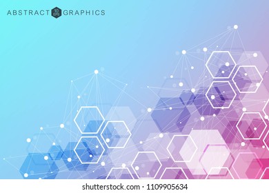 Modern futuristic background of the scientific hexagonal pattern. Virtual abstract background with particle, molecule structure for medical, technology, chemistry, science. Social network vector