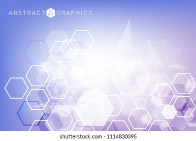 Modern futuristic background of the scientific hexagonal pattern. Virtual abstract background with particle, molecule structure for medical, technology, chemistry, science. Social network vector