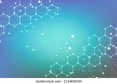 Modern futuristic background of the scientific hexagonal pattern. Virtual abstract background with particle, molecule structure for medical, technology, chemistry, science. Social network vector