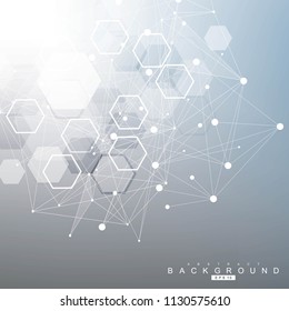 Modern futuristic background of the scientific hexagonal pattern. Virtual abstract background with particle, molecule structure for medical, technology, chemistry, science. Social network vector