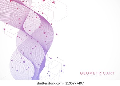 Modern Futuristic Background Of The Scientific Hexagonal Pattern. Virtual Abstract Background With Particle, Molecule Structure For Medical, Technology, Chemistry, Science. Social Network Vector