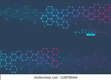 Modern Futuristic Background Of The Scientific Hexagonal Pattern. Virtual Abstract Background With Particle, Molecule Structure For Medical, Technology, Chemistry, Science. Social Network Vector