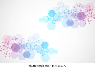 Modern futuristic background of the scientific hexagonal pattern. Virtual abstract background with particle, molecule structure for medical, technology, chemistry, science. Social network vector.