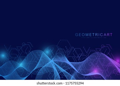 Modern futuristic background of the scientific hexagonal pattern. Virtual abstract background with particle, molecule structure for medical, technology, chemistry, science. Social network vector.