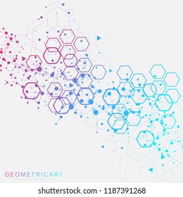 Modern futuristic background of the scientific hexagonal pattern. Virtual abstract background with particle, molecule structure for medical, technology, chemistry, science. Social network vector.